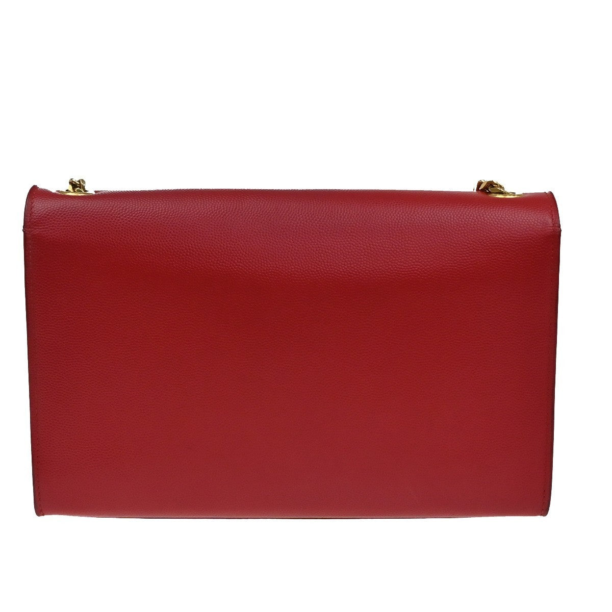 SAINT LAURENT YSL Logo 2Way Chain Shoulder Clutch Bag Red GHW Italy 22RF821