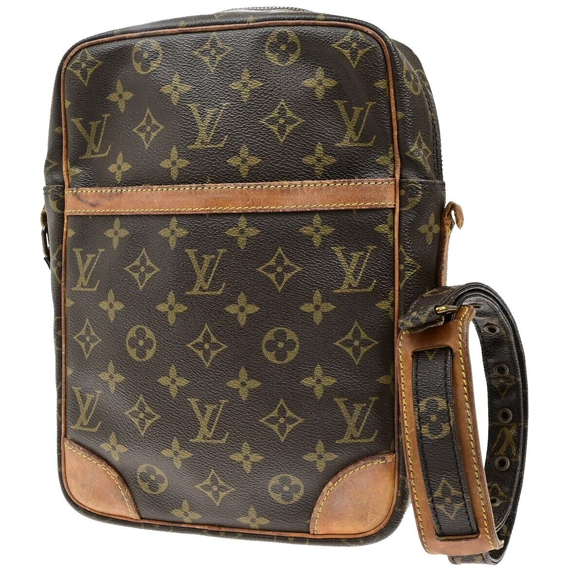 LOUIS VUITTON Logo Danube MM Shoulder Bag Monogram Leather Brown M45264 04EE003