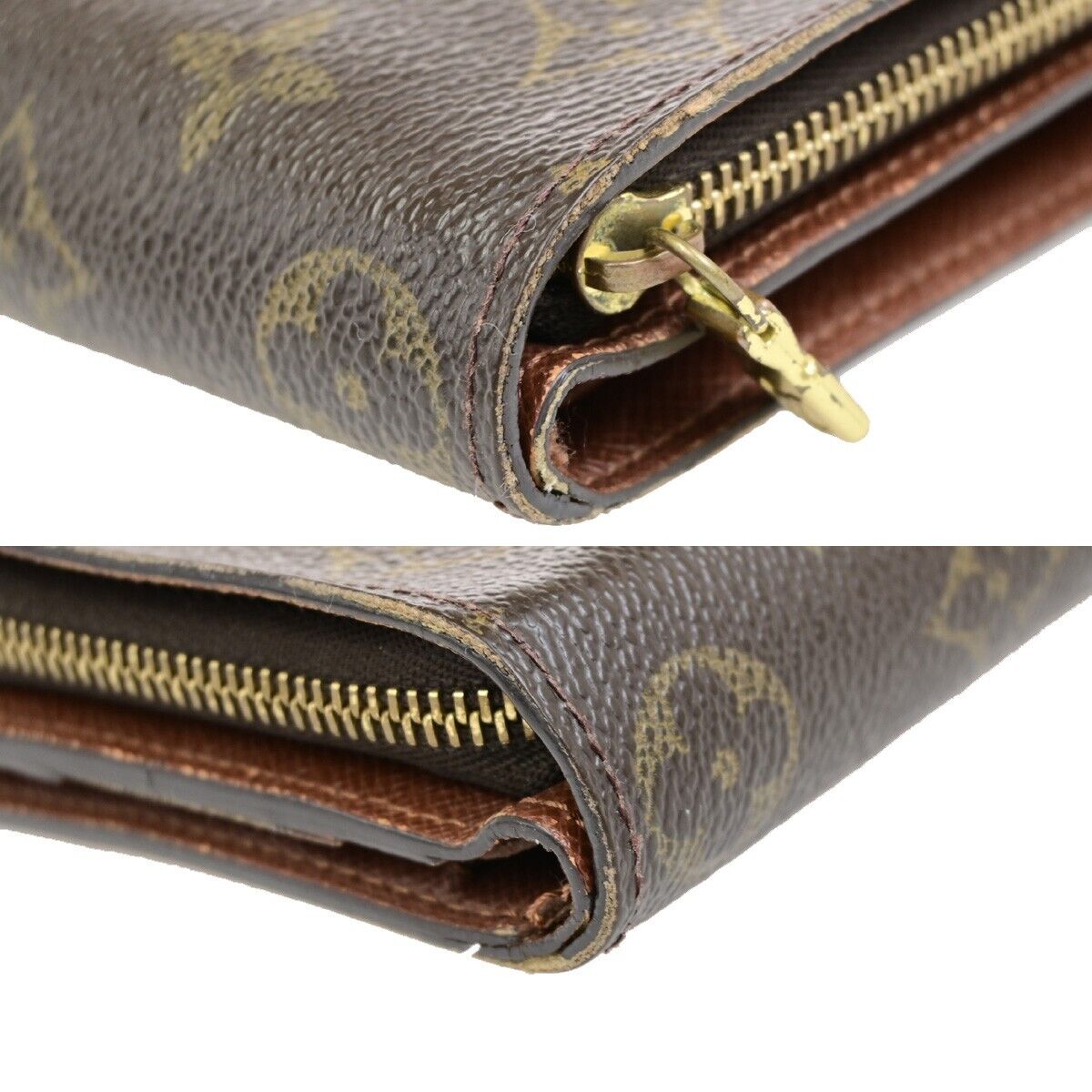 LOUIS VUITTON Compact Zip Bifold Wallet Monogram Leather Brown M61667 02ED910