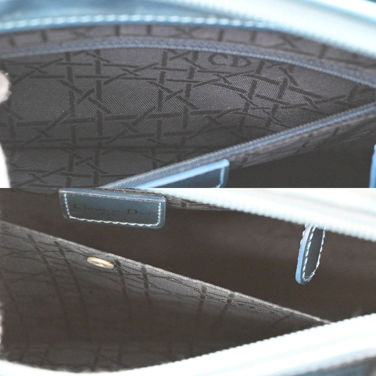 CHRISTIAN DIOR  Maris Pearl Hand Bag Patent Leather Blue SHW Italy 83TA405