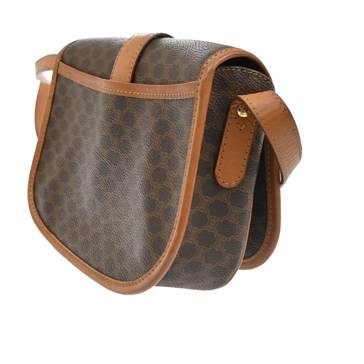 CELINE Logo Macadam Pattern Shoulder Bag PVC Leather Brown GHW Italy 35TA701