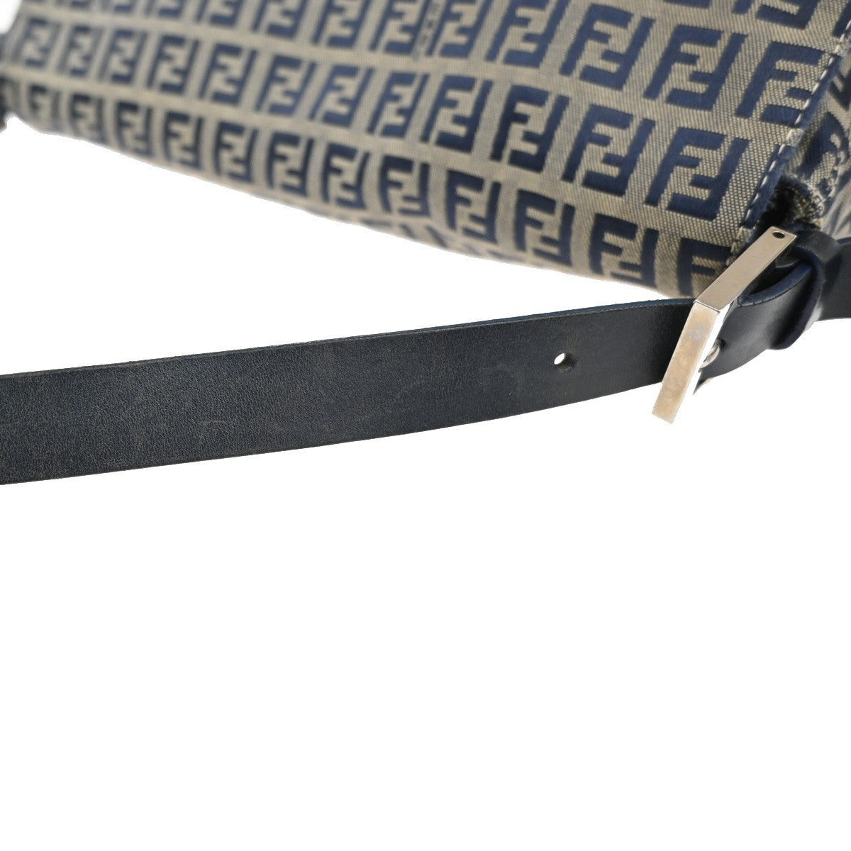FENDI Mamma bucket Zuccino Shoulder Hand Bag Canvas Leather Navy Italy 79MA143