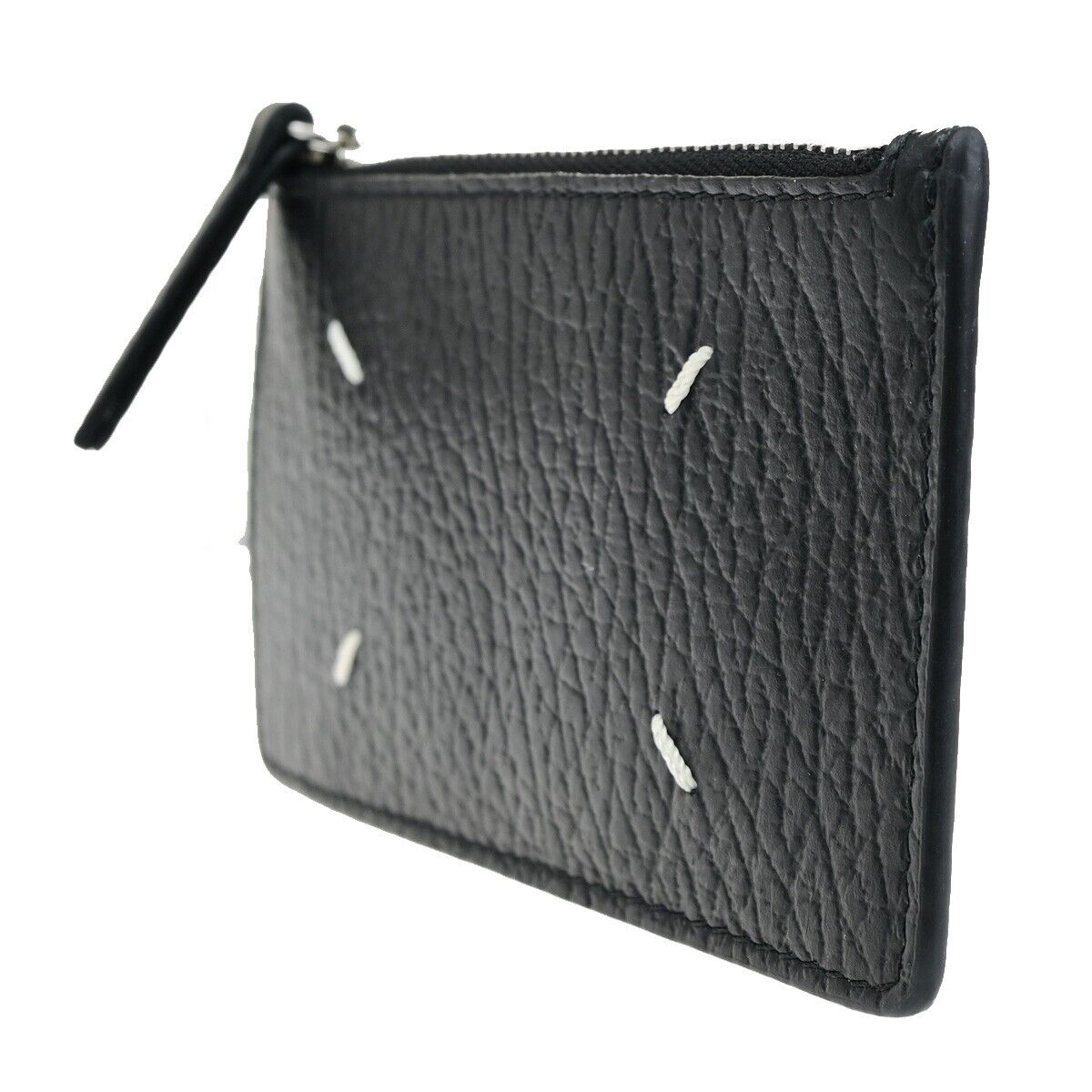 MAISON MARGIELA Logo Card Case Coin Compact Wallet Leather Black SHW 37SJ176