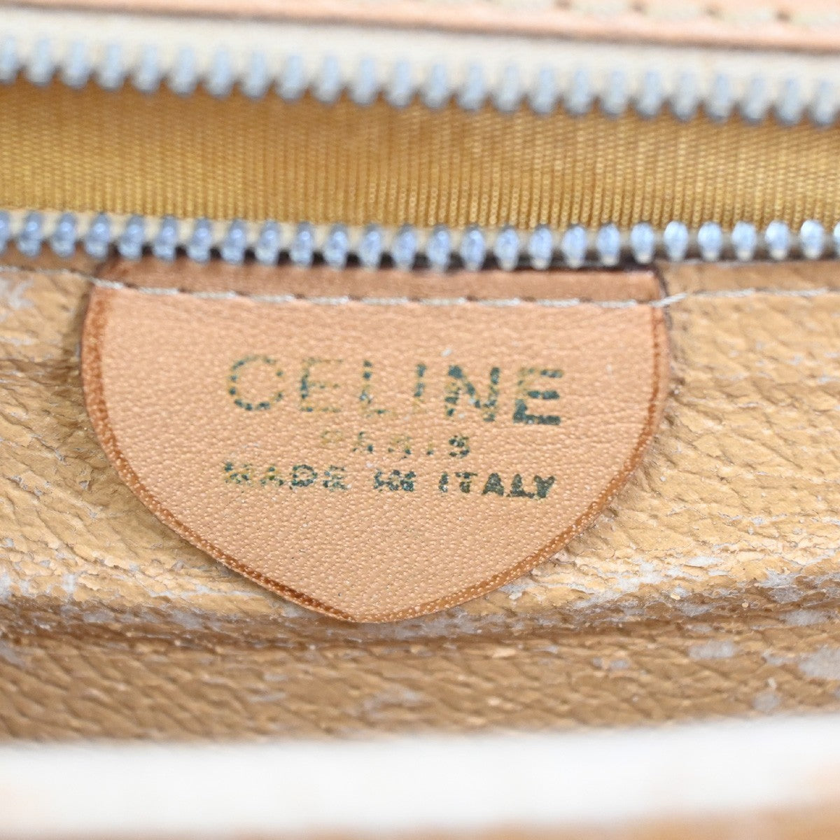 CELINE Logo Horse Carriage Macadam Shoulder Bag PVC Leather Beige GHW 30KC949