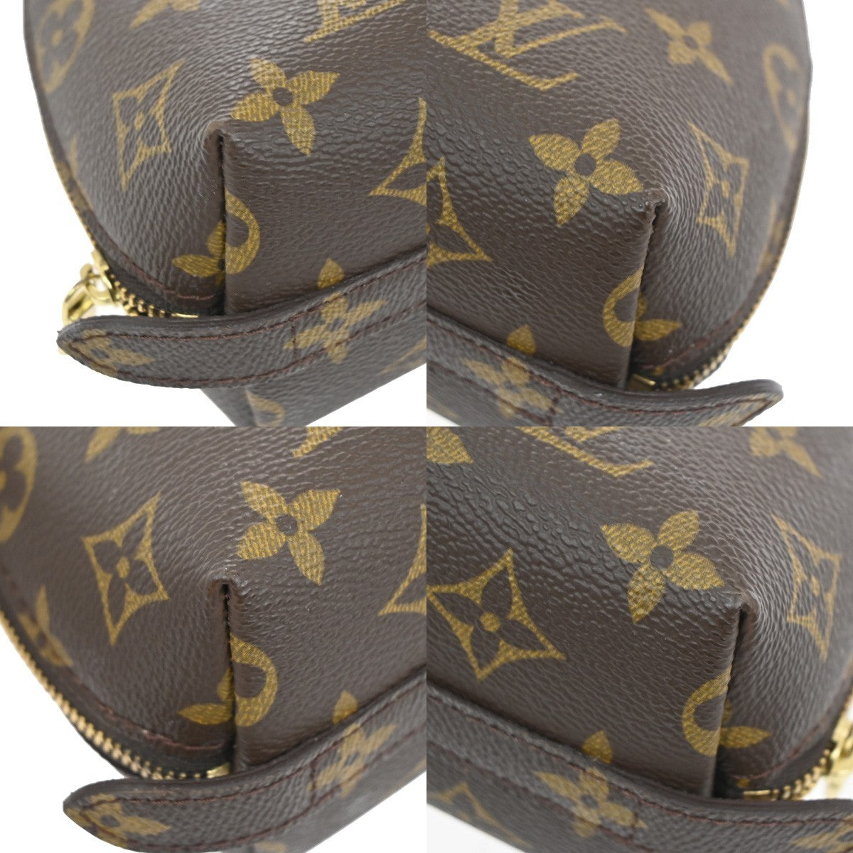 LOUIS VUITTON Trousse Demi Ronde Pouch Monogram Leather Brown M47520 63TA172