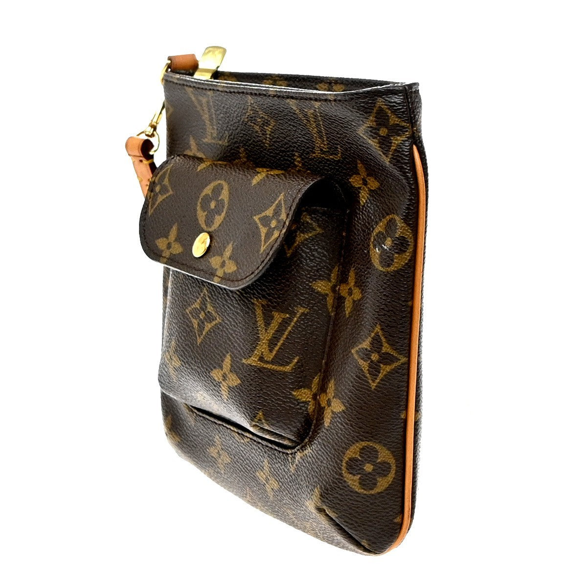 LOUIS VUITTON Logo Partition Pouch Bag Monogram Leather Brown M51901 76KP314