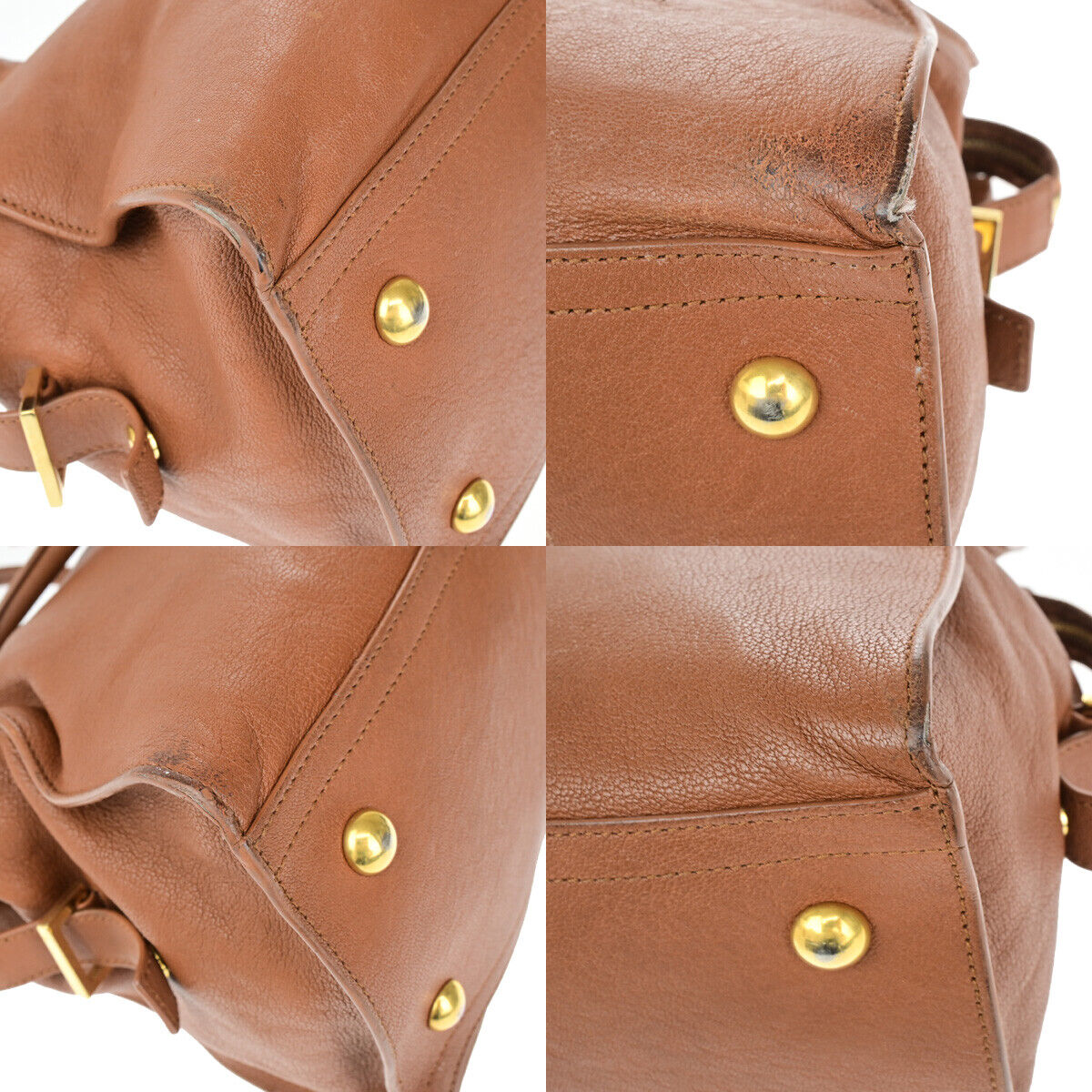 YVES SAINT LAURENT Y Cabas Chyc 2Way Shoulder Hand Bag Leather Brown GHW 73YG294