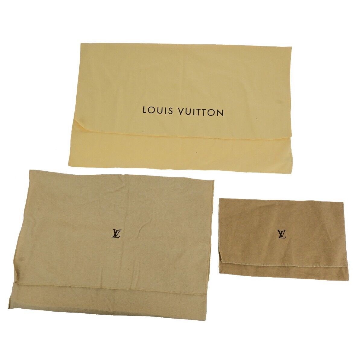 LOUIS VUITTON Logo 10 Set Dust Bag Drawstring Canvas Cotton Beige Brown 08SJ623
