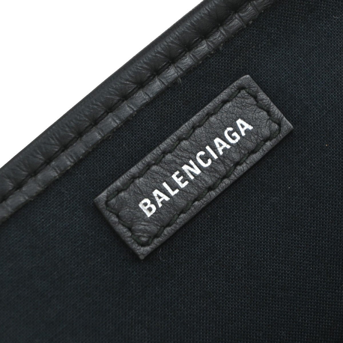 BALENCIAGA Navy Cabas XS 2Way Shoulder Hand Bag Canvas Leather White 39KP327