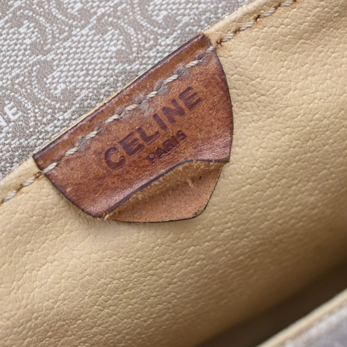CELINE Logo Macadam Pattern Shoulder Bag PVC Leather GHW BN BE Italy 02MA681