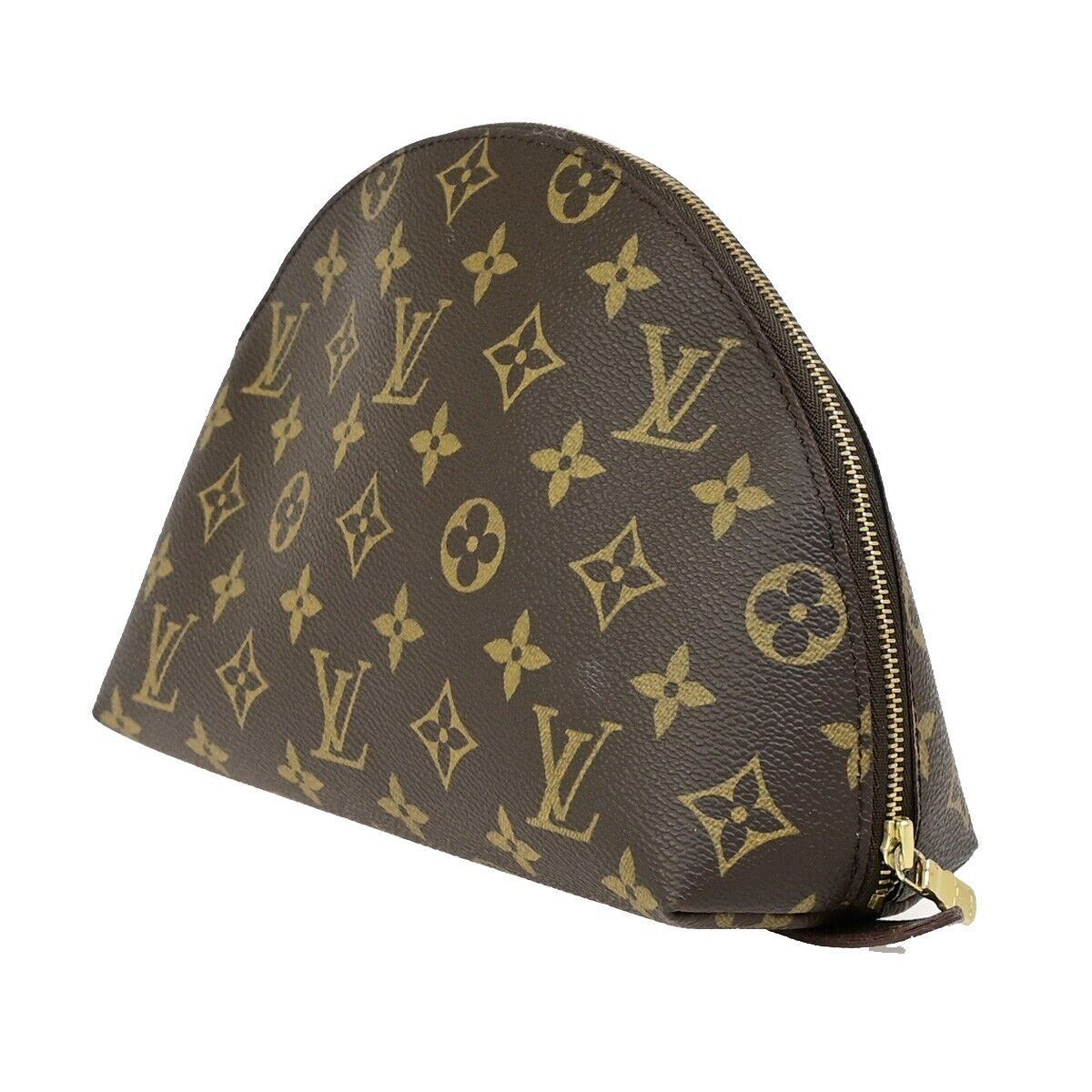 LOUIS VUITTON Trousse Demi Ronde Pouch Monogram Leather Brown M47520 68ED216