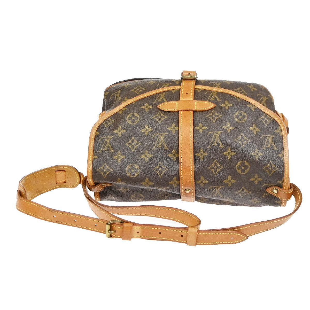 LOUIS VUITTON Logo Saumur 30 Shoulder Bag Monogram Leather Brown M42256 82YJ182