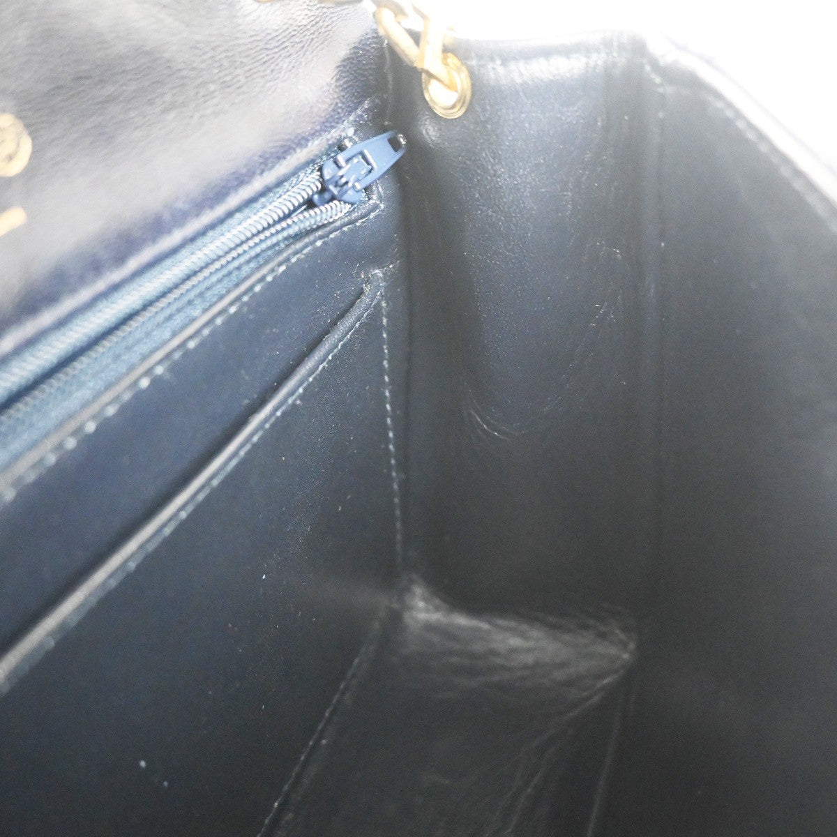 CHANEL CC Logo Mini Matelasse Chain Shoulder Bag Leather Blue GHW 373RL397