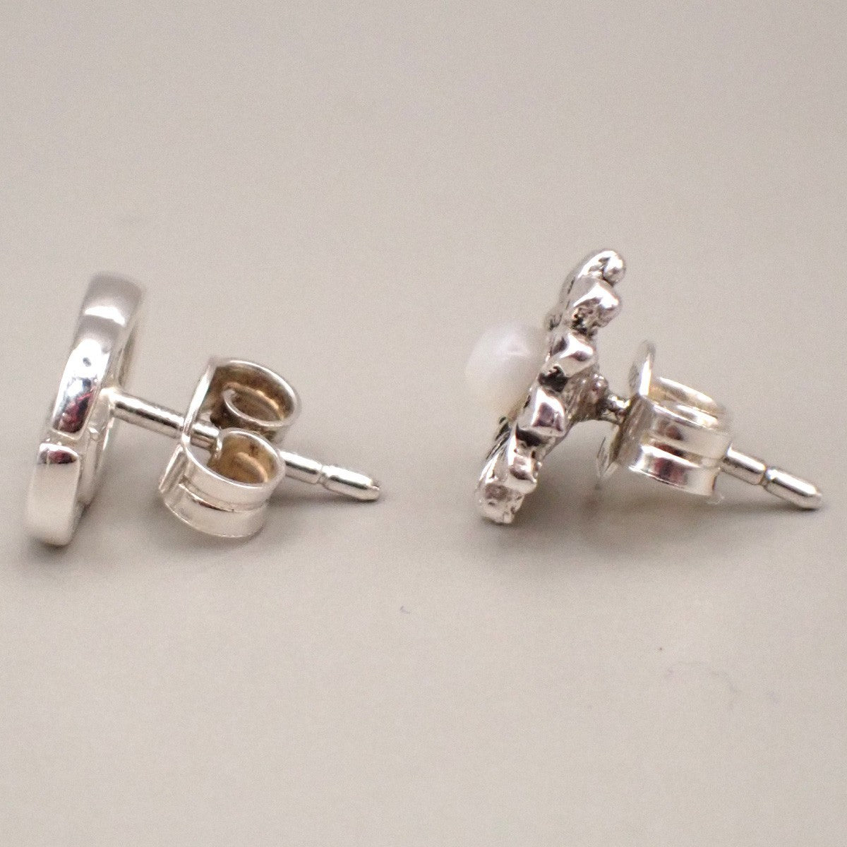 GUCCI Marmont Double G Logo Flower Motif Stud Earrings Silver 925 68CA572