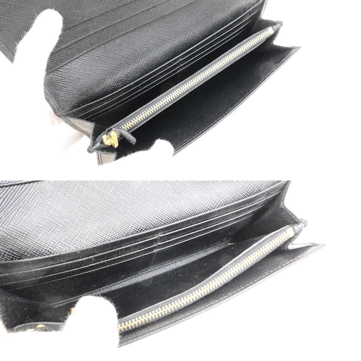 PRADA Logo Bifold Long Wallet Saffiano Leather Black GHW Italy 04ED935