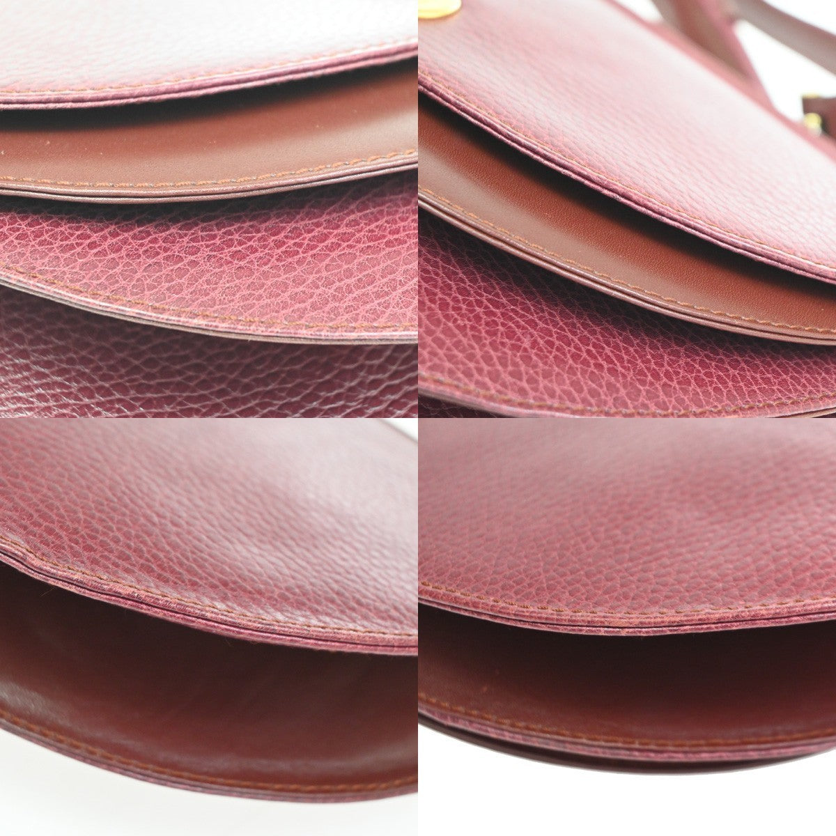 MUST DE CARTIER 2C Logo Shoulder Bag Leather Red GHW Spain 38CA704