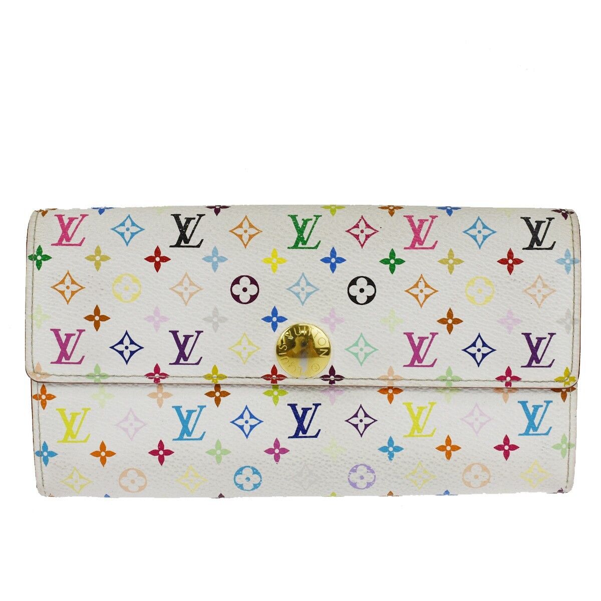 LOUIS VUITTON Long Bifold Wallet Portefeuille Sara multi White M93532 64SH084