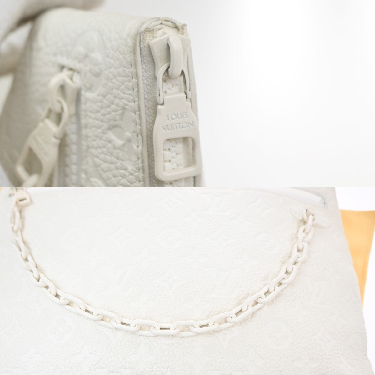 LOUIS VUITTON Pochette A4 Clutch Bag Monogram Taurillon White M67462 16KP544