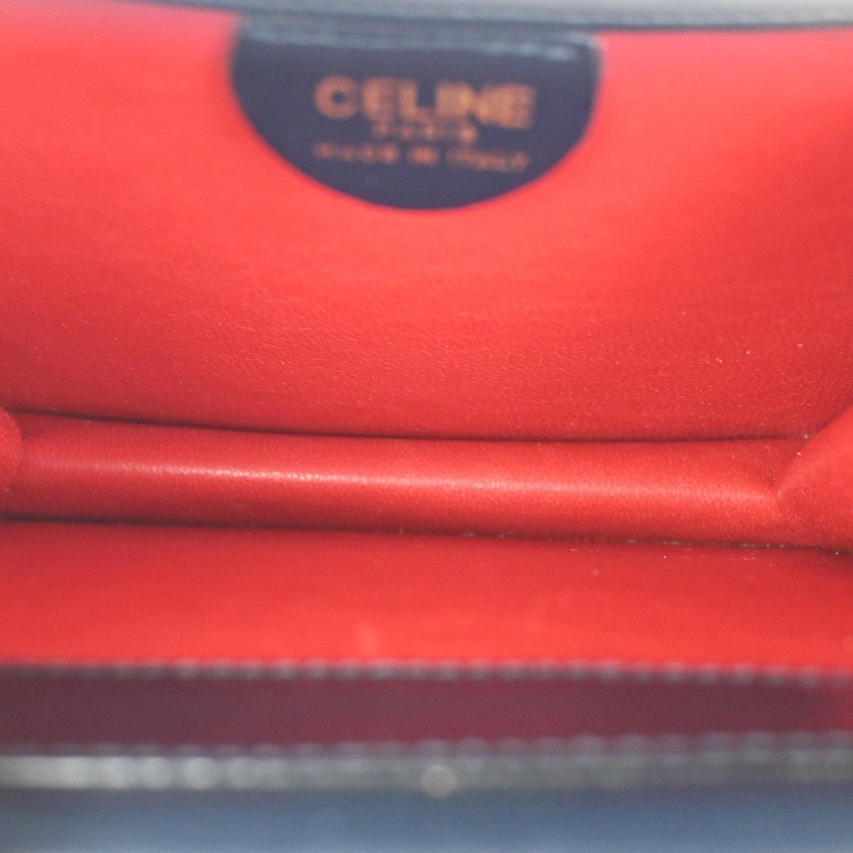 CELINE Logo Gancini Top Handle Hand Bag Leather Navy Blue Gold Italy 38TA361