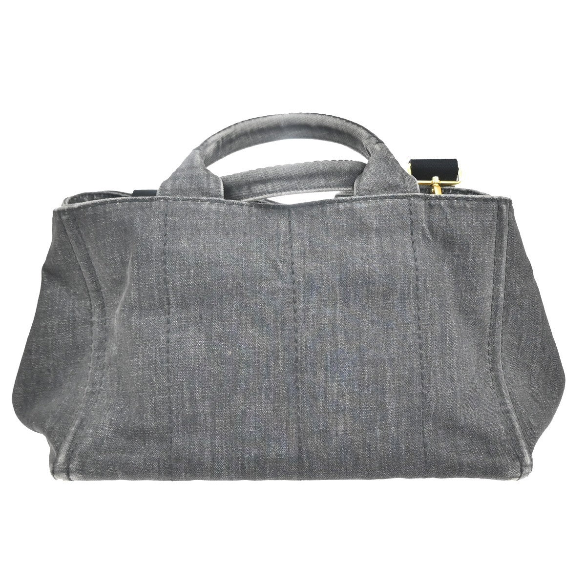 PRADA Logo Canapa 2way Shoulder Hand Bag Canvas Leather Black GHW 30MA676