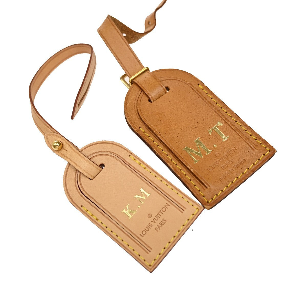 LOUIS VUITTON Logo 13 Set Name Luggage Tag Leather Brown Bag Accessory 09EE322