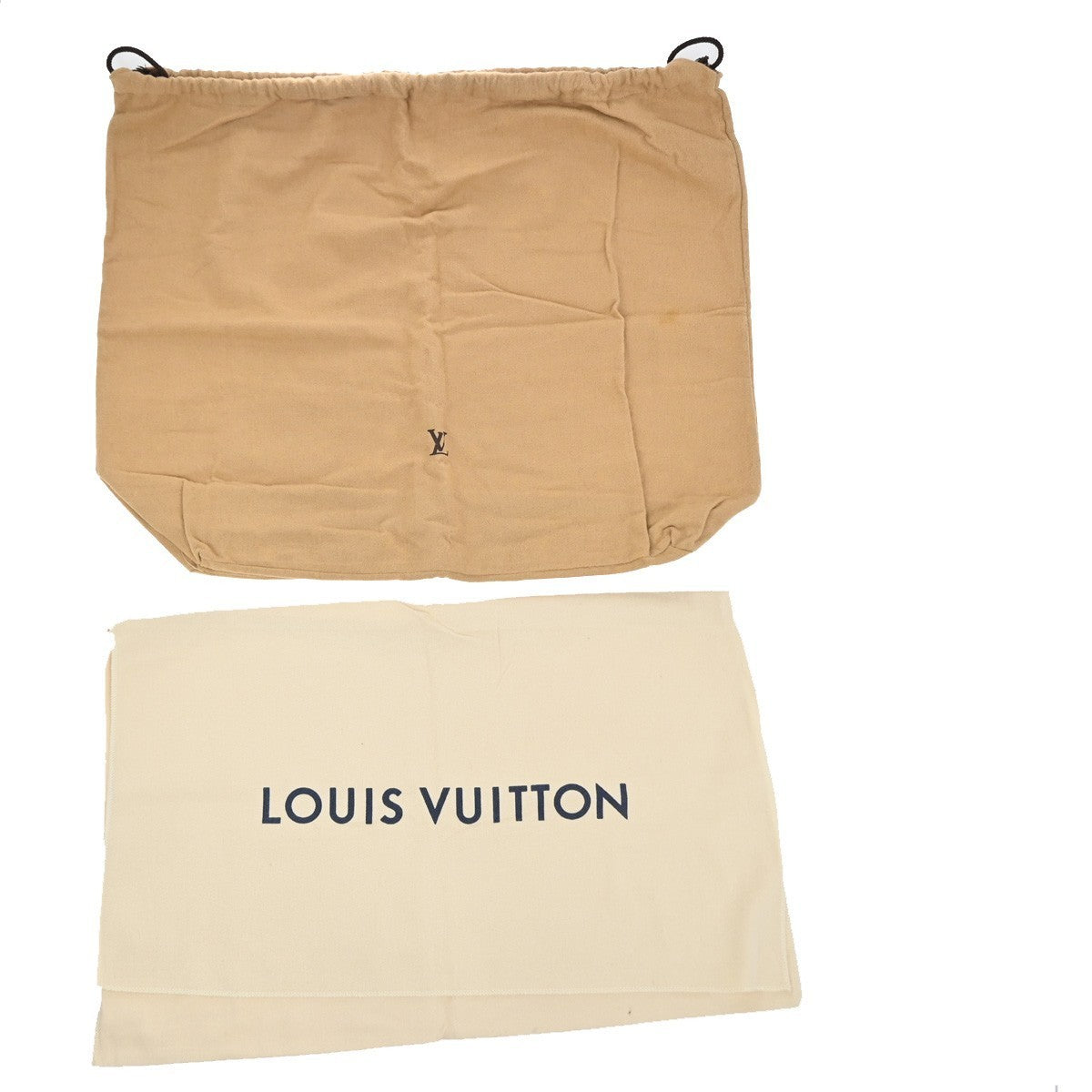 LOUIS VUITTON Logo 10 Set Dust Bag Drawstring Canvas Cotton Beige Brown 09KP045