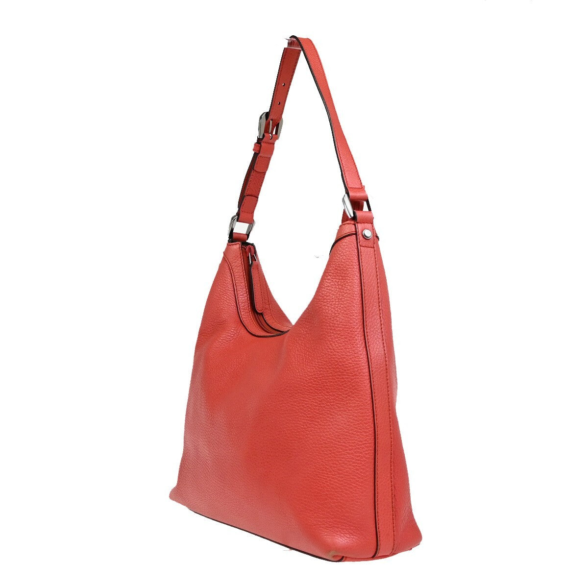GUCCI Logo GG Pattern Shoulder Hobo Bag Leather Red SHW Italy 37FB597