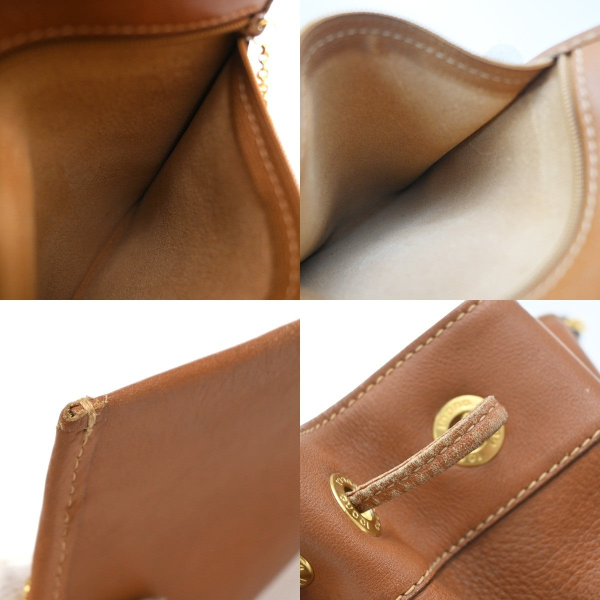 GUCCI Logo Bamboo 2way One Shoulder Body Hand Bag Brown Gold Italy 61EG228