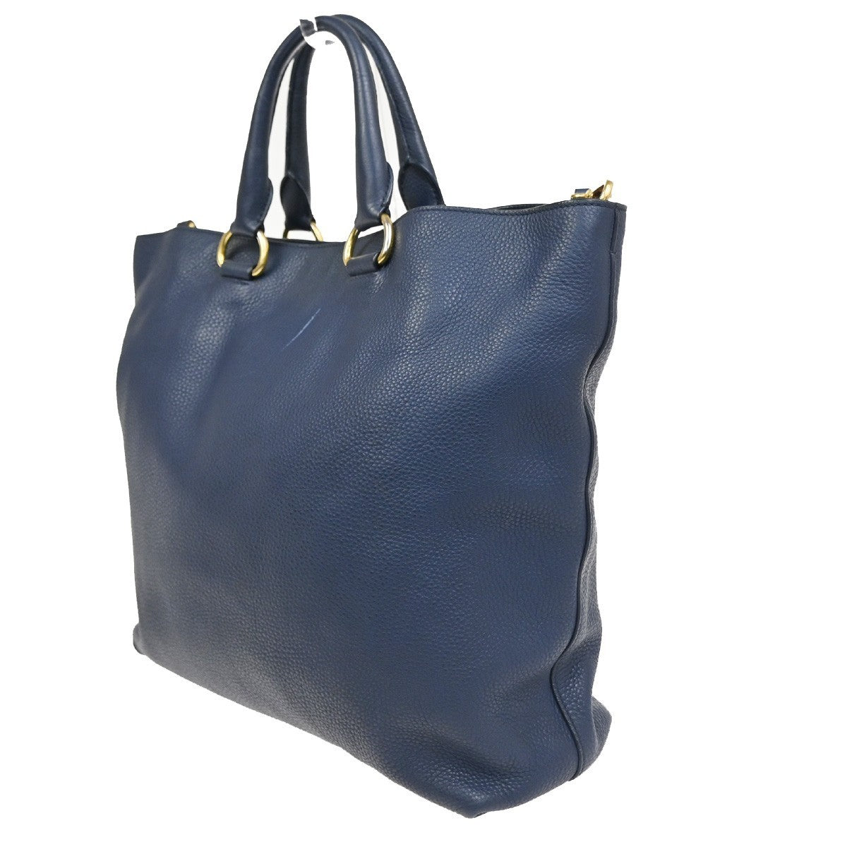 PRADA Vitello Daino 2Way Tote Hand Bag Leather Bluette Navy Blue GHW 77CA831