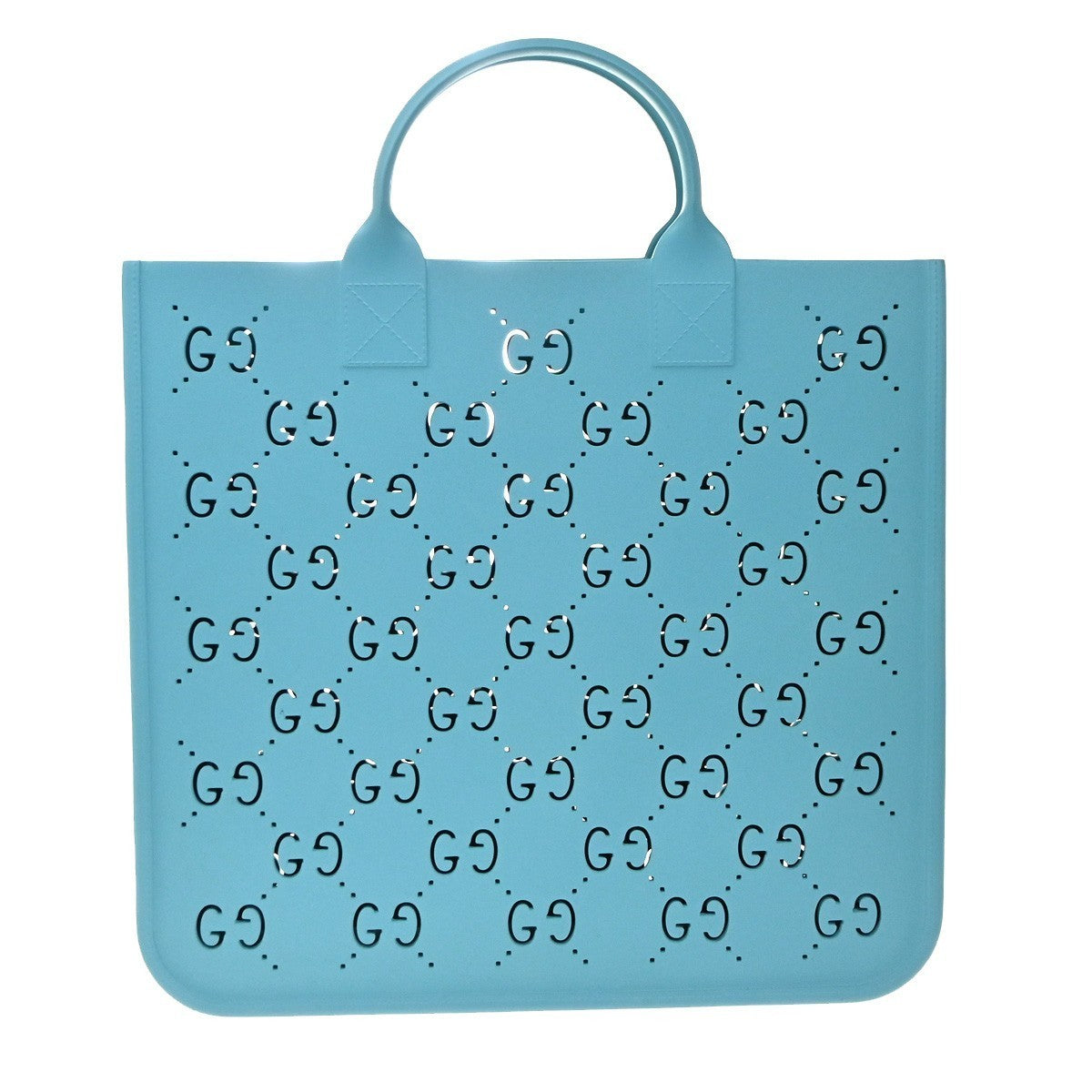 GUCCI Logo GG Pattern Kids Hand Tote Bag Rubber Blue Italy 97RP084