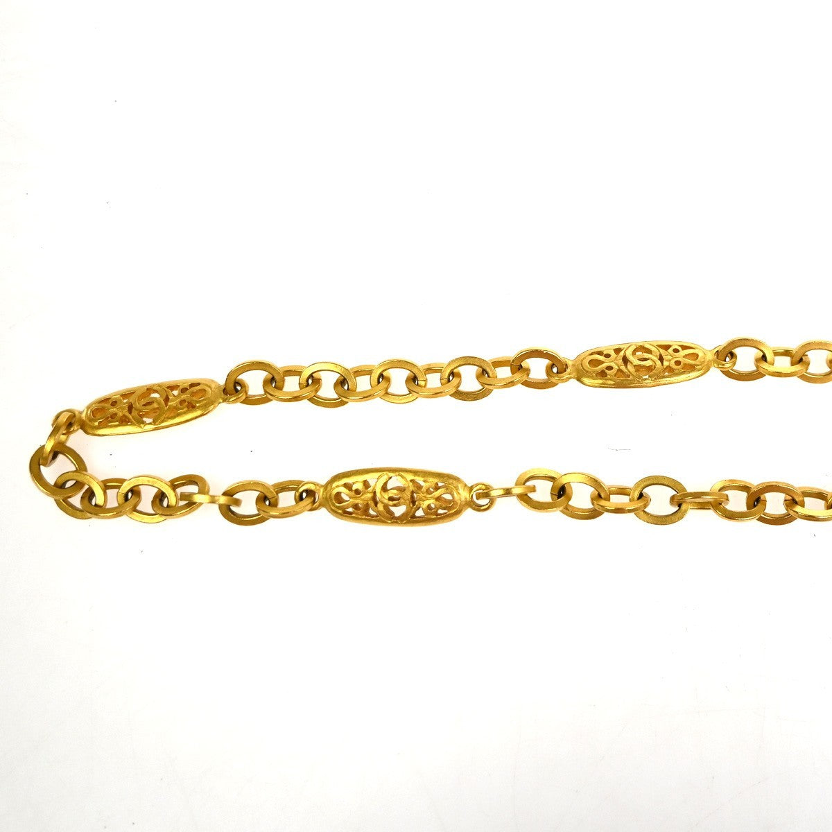 CHANEL CC Logo Oval Motif Chain Long Necklace Pendant 95P GHW GHW France 84RL829