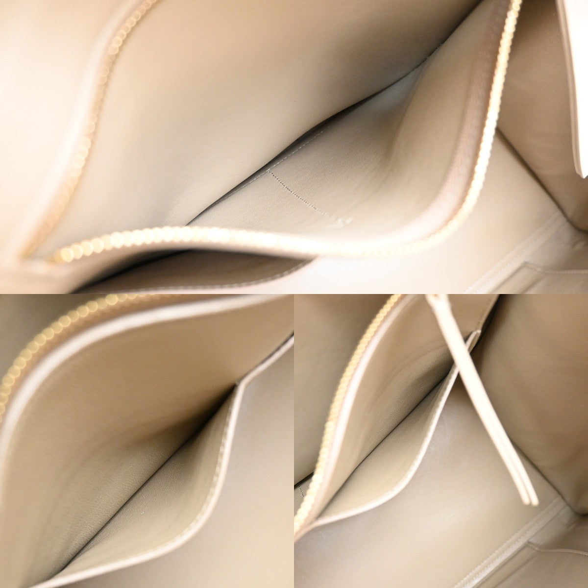 CELINE Logo Ring Shoulder Hand Bag Leather White Light Pink GHW Italy 12YJ132
