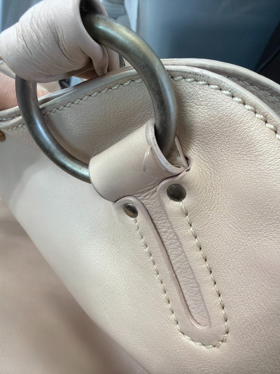 CELINE Logo Bittersweet Shoulder Hand Bag Leather Beige SHW Italy 76YH959