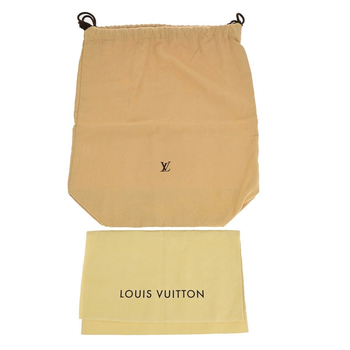 LOUIS VUITTON Logo 10 Set Dust Bag Drawstring Canvas Cotton Beige Brown 09EB737