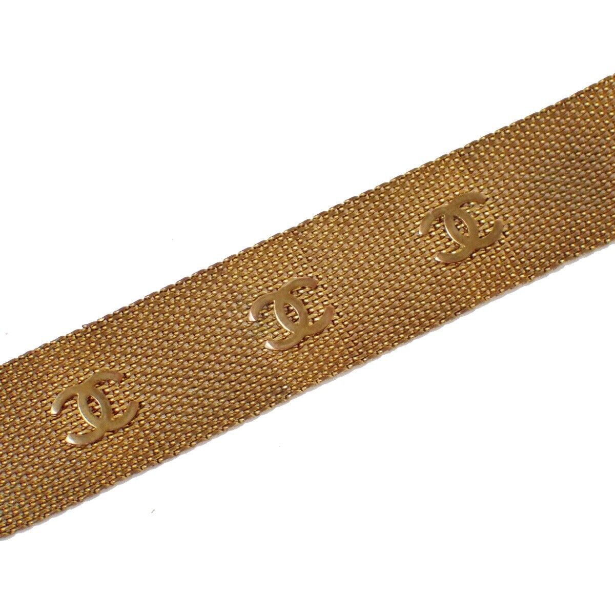 CHANEL CC Logo Belt Bracelet Bangle  Gold GHW Accessory France 79SH115