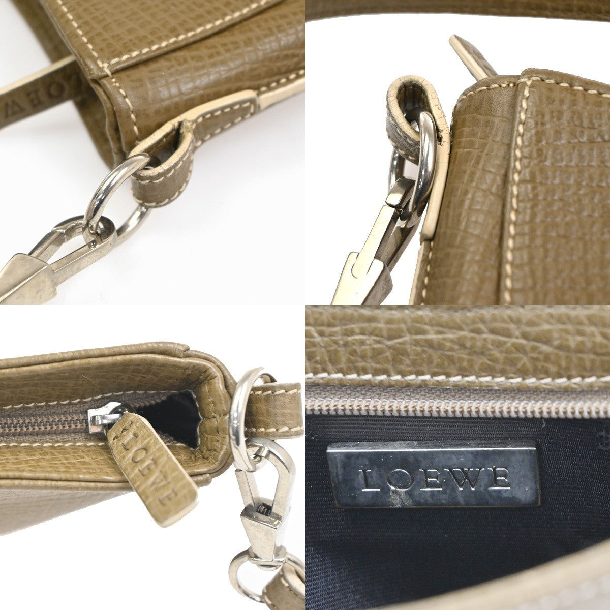 LOEWE Logo Shoulder Bag Embossing Leather Brown Spain SHW 70CA588