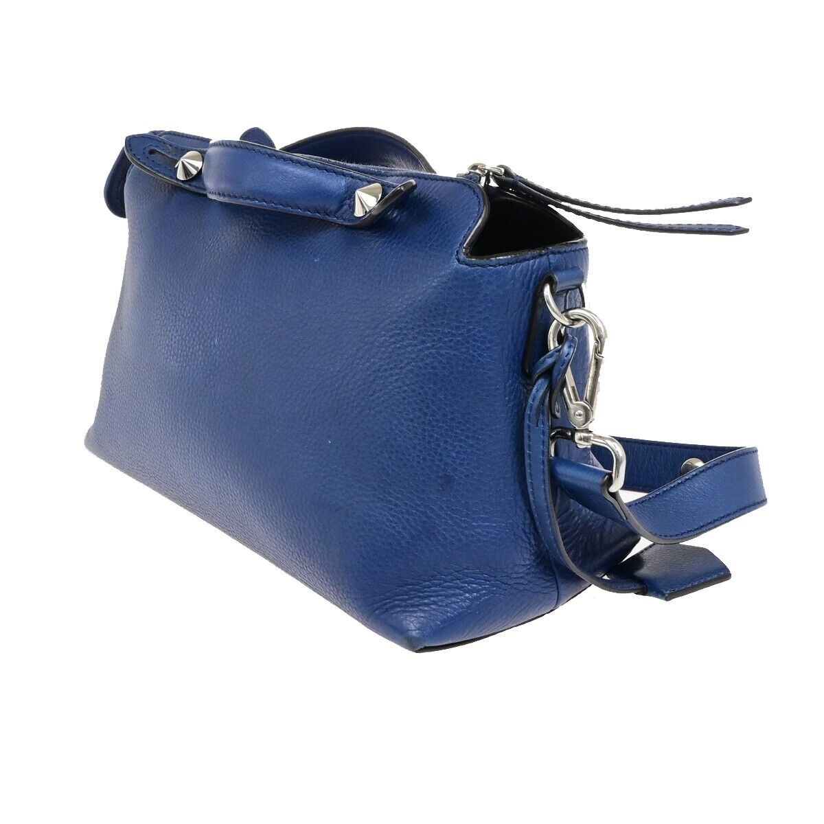 FENDI Logo By The Way 2Way Shoulder Hand Bag Leather Blue Silver Italy 88FB359