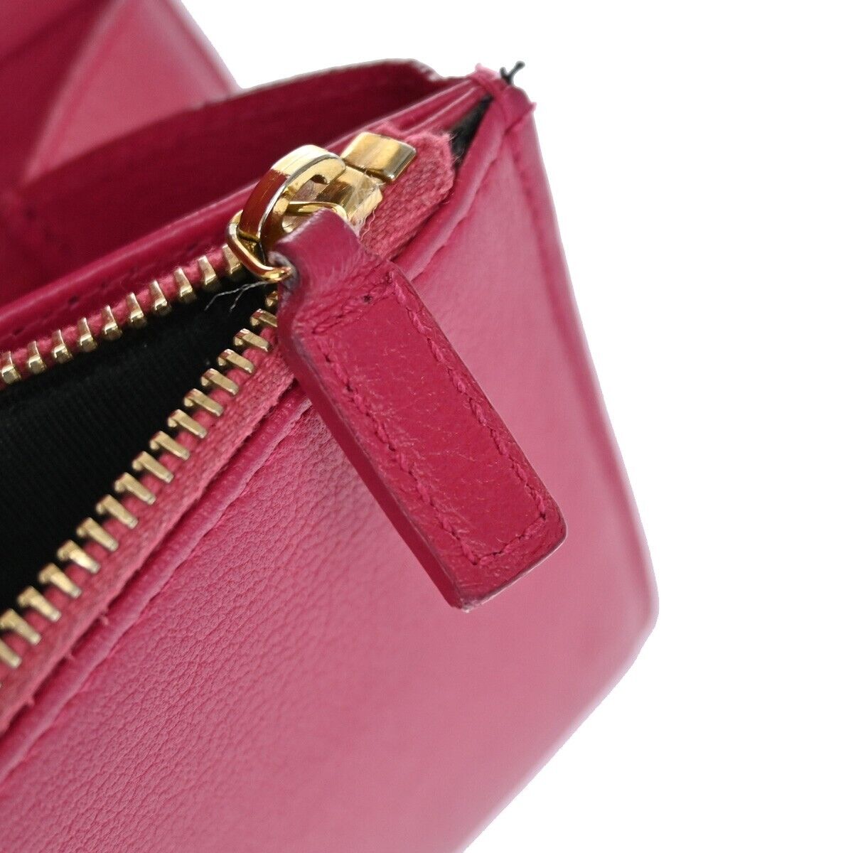 YVES SAINT LAURENT YSL Logo Long Zipper Wallet Purse Leather Pink 66SH355