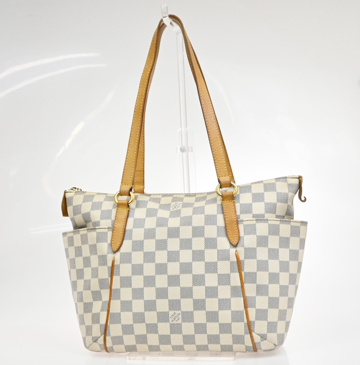 LOUIS VUITTON Totally PM Shoulder Bag Damier Azur Leather White N51261 72KD105