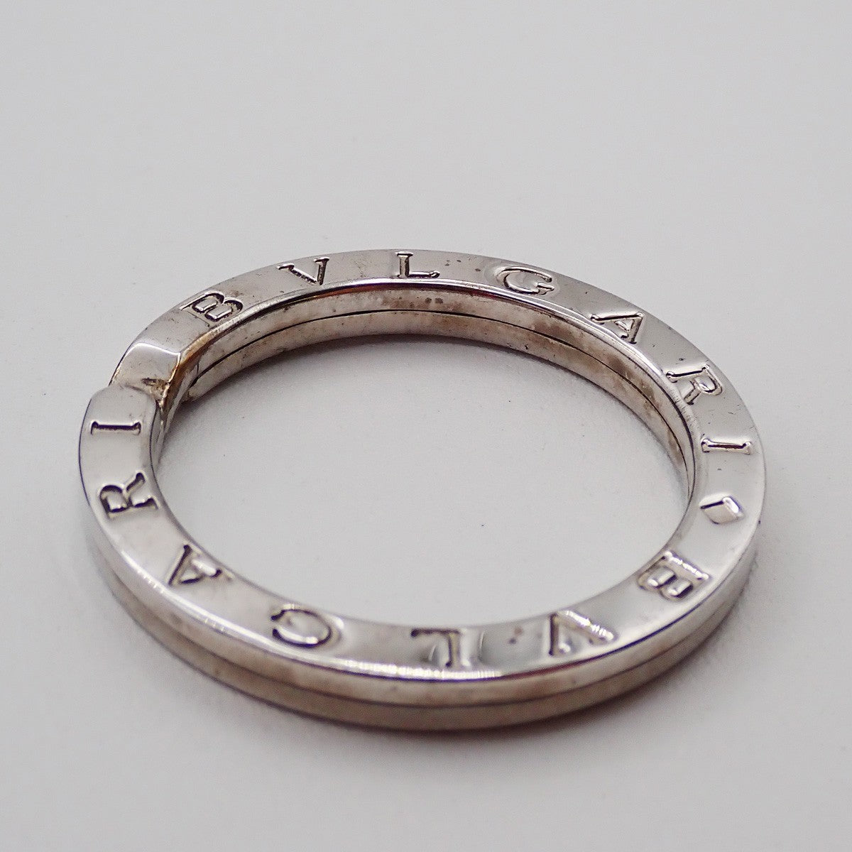 BVLGARI Logo Key Ring Silver Ag 925 Accessory Italy 02EG277
