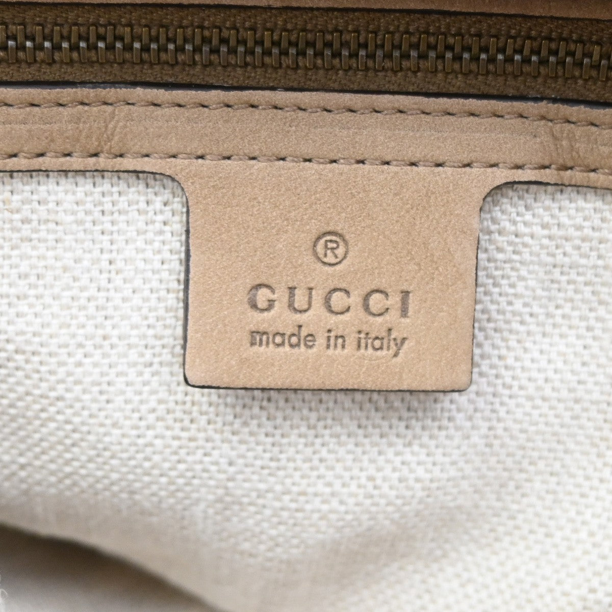 GUCCI Logo Hand Bag Suede Embossing Leather  Brown GHW Italy 86KP039