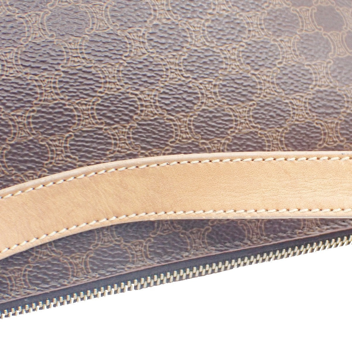 CELINE Logo Macadam Pattern Shoulder Bag PVC Leather Brown GHW Italy 33KC954