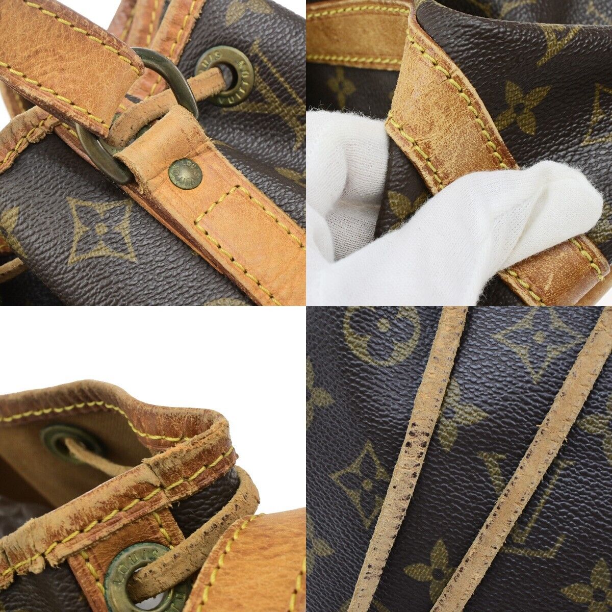 LOUIS VUITTON Petit Noe Drawstring Shoulder Bag Monogram Leather M42226 62ED926