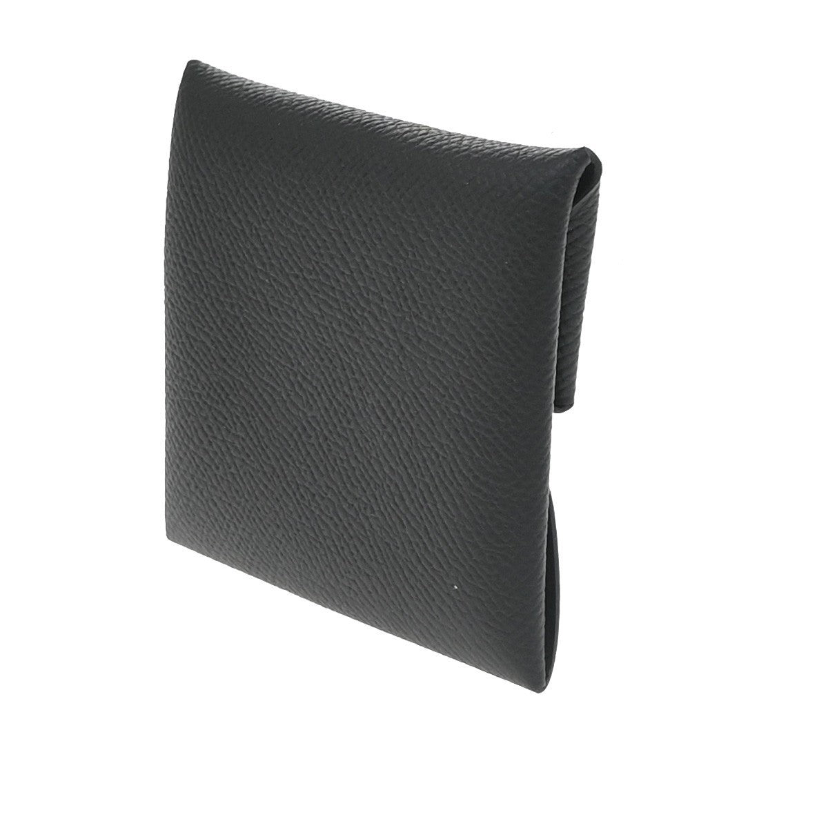 HERMES Logo Bastia Campact Wallet Coin Case Veau Epsom Leather Black 79LC621