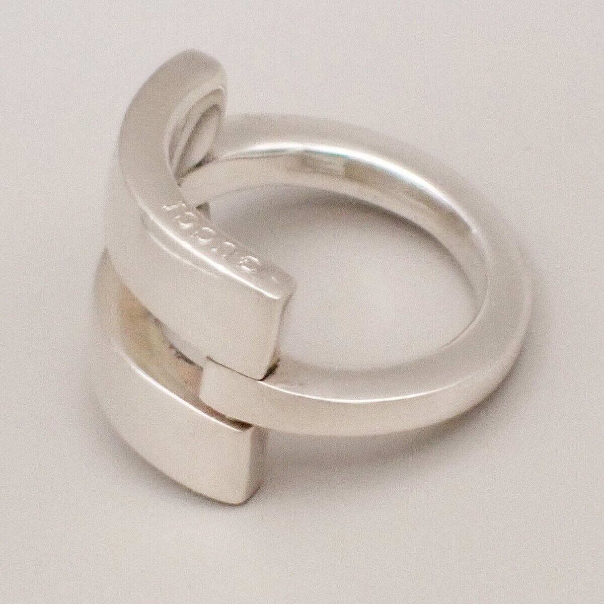 GUCCI  Logo Ring Sterling Silver Size JP 9 US 5 Italy Accessory 07YF242
