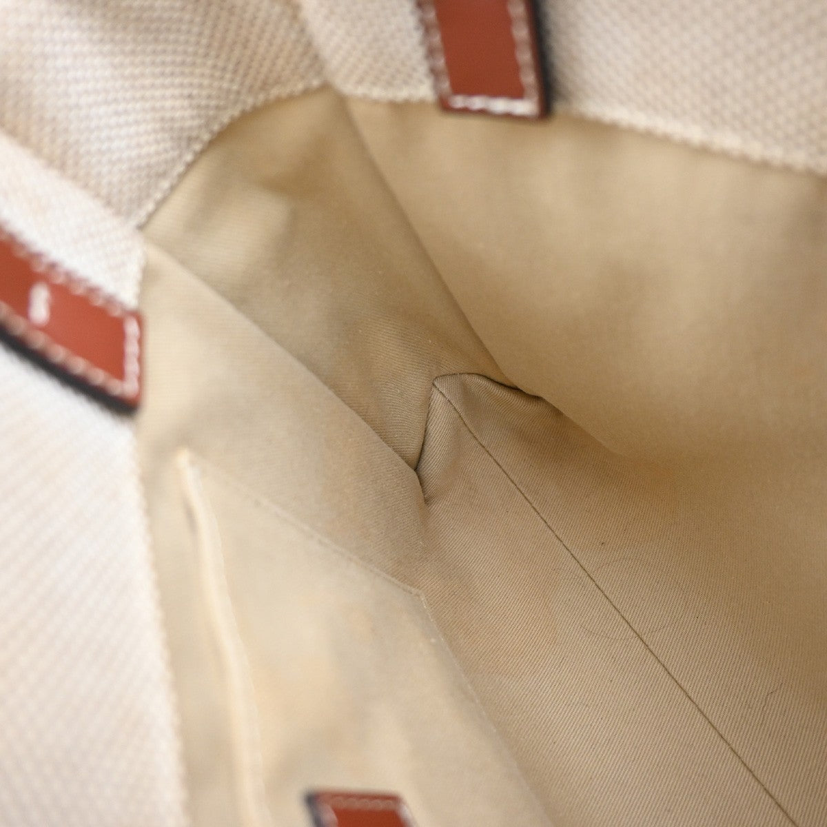 CHLOE Logo Woody Small Hand Tote Bag 100% Cotton Leathr Beige Italy 30KP573