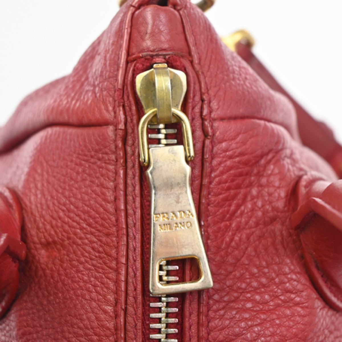PRADA Logo 2way Crossbody Shoulder Hand Bag Embossing Leather Red GHW 84MA284