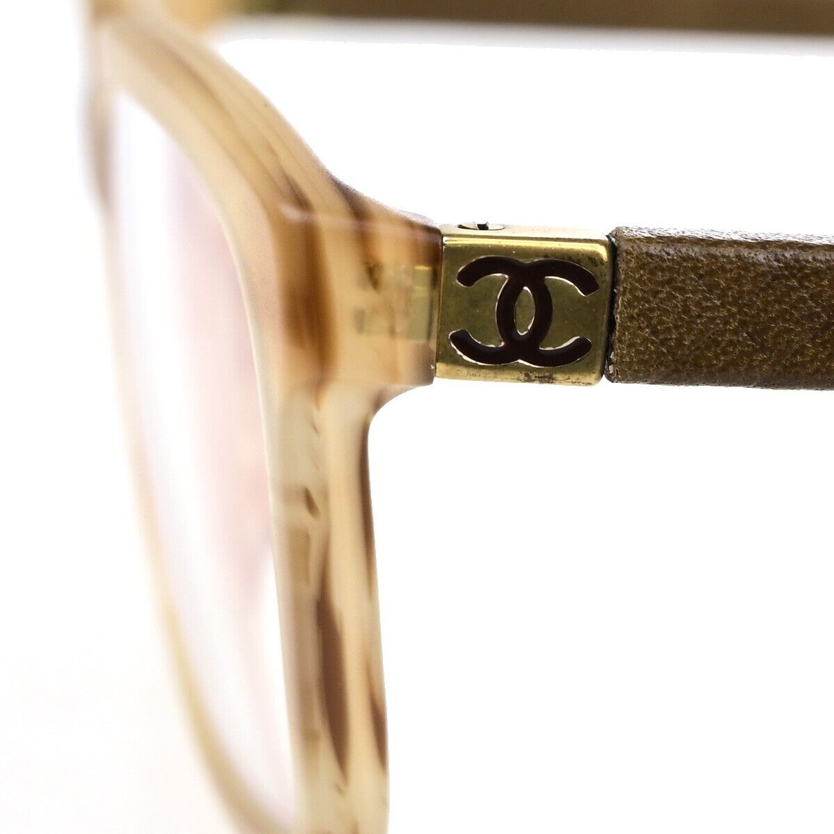 CHANEL CC Logo Matelasse Glasses Eye Wear Plastic Leather BN 3228 Italy 60KA331