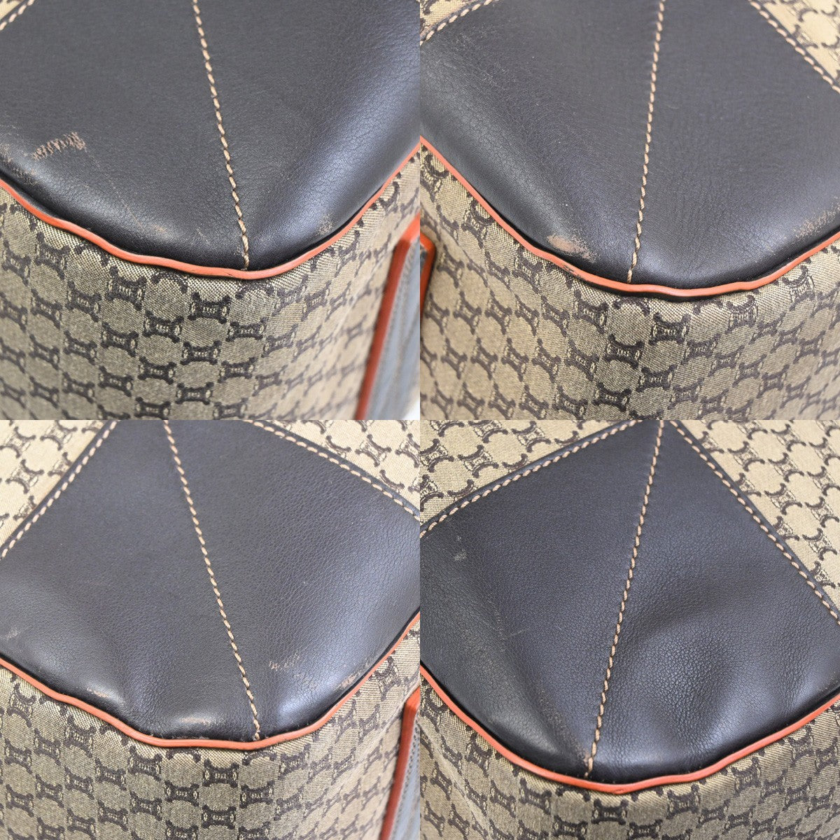 CELINE Logo Macadam 2Way Travel Shoulder Hand Bag Canvas Leather Brown 73RQ022