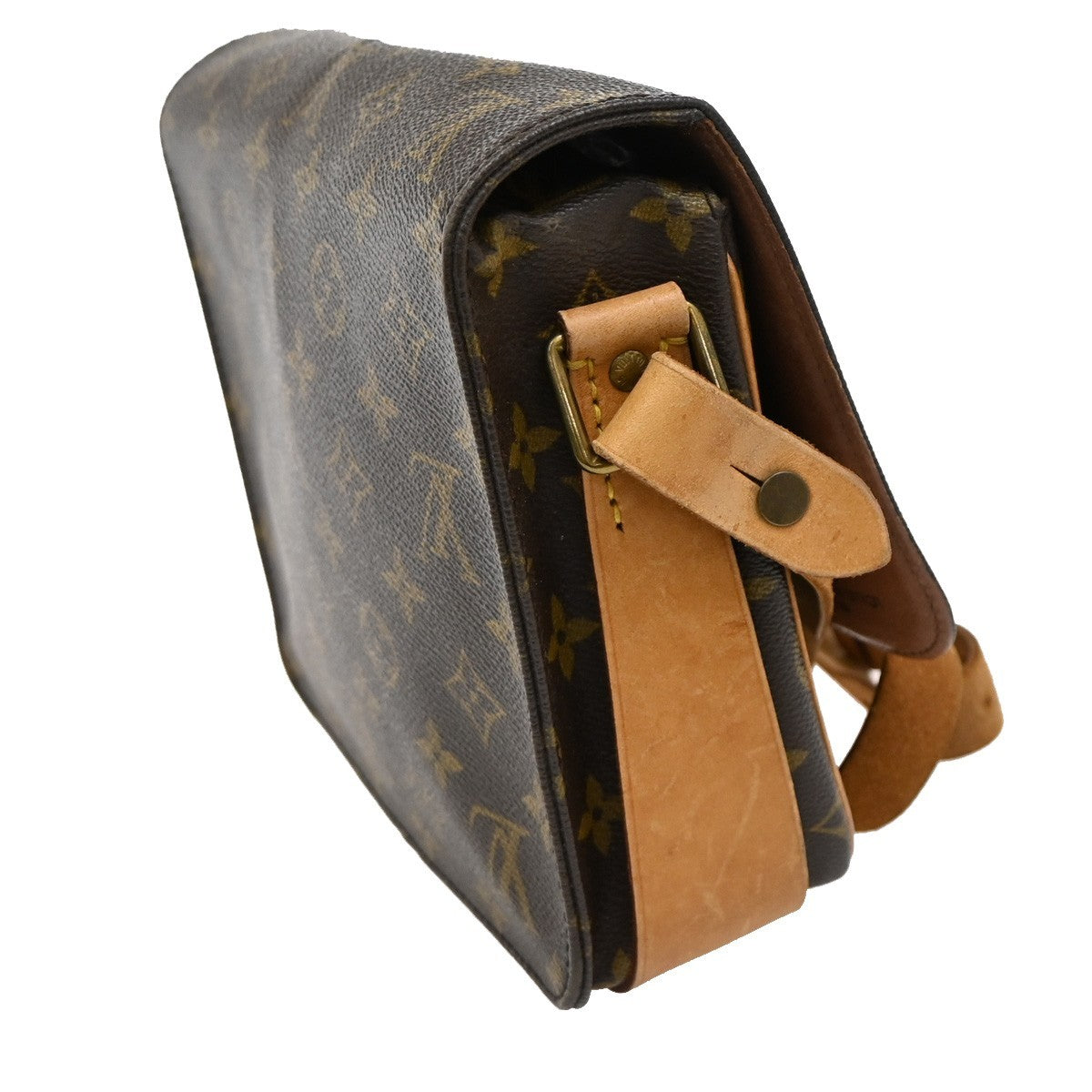 LOUIS VUITTON Cartouchiere MM Shoulder Bag Monogram Leather Brown M51253 89EF868